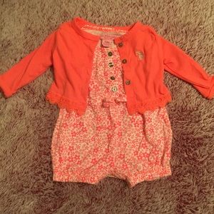 Cute Coral Romper & Cardigan